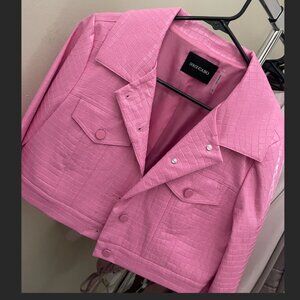 Dolce Cabo- Croc Faux Leather Cropped Jacket